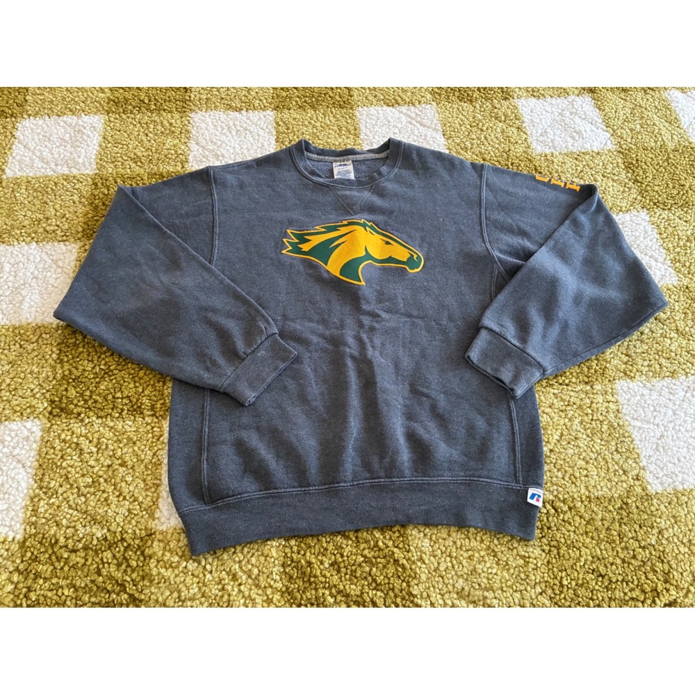 Russell Athletic Mens Gray Horse‎ Graphic Crewneck Sweatshirt Size Small 0549